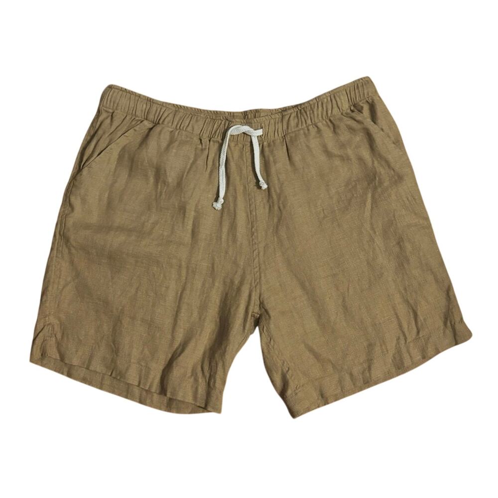 Alex Crane Men’s Size M Bo Linen Drawstring Shorts 6.5” Inseam Tan